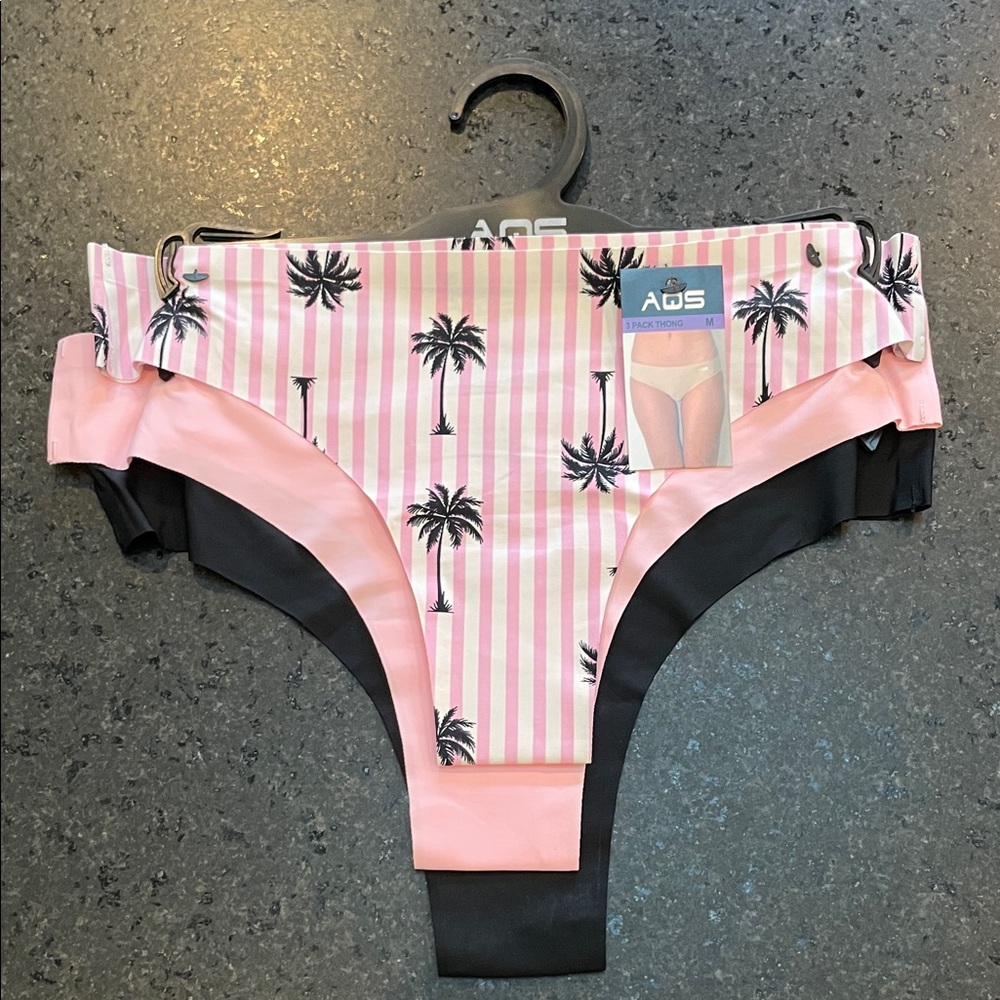 NWT AQS 3 Pack Thong Underwear, M